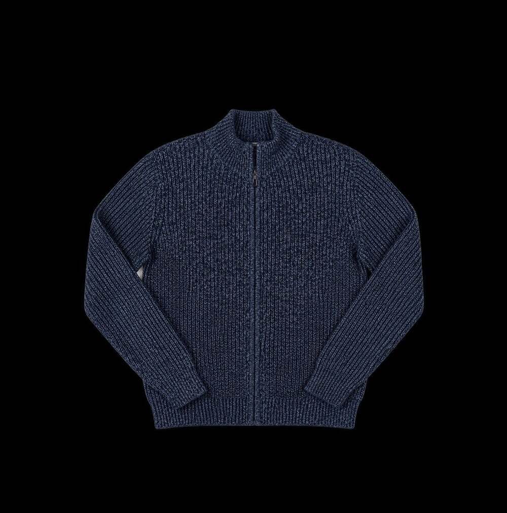 L.L. Bean Men's Blue Cotton Full Zip Ribbed Sweater Cardigan Size Small